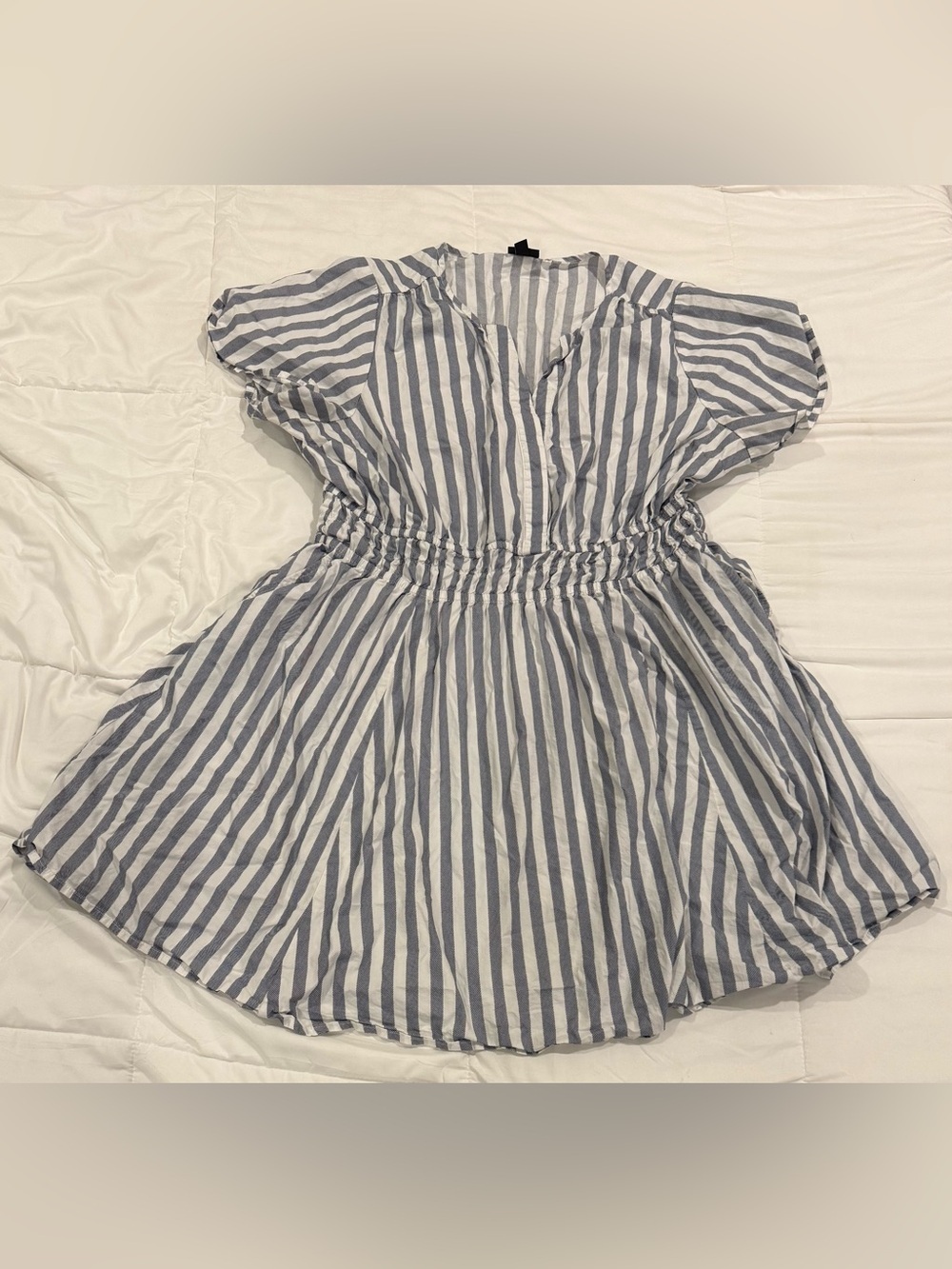 Torrid Striped Smocked Waist Skater Mini Dress Blue White Plus Size 2 / 2X
